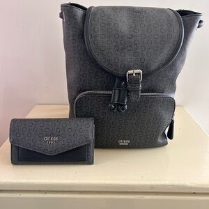 GUESS Charcoal Backpack and Wallet Combo